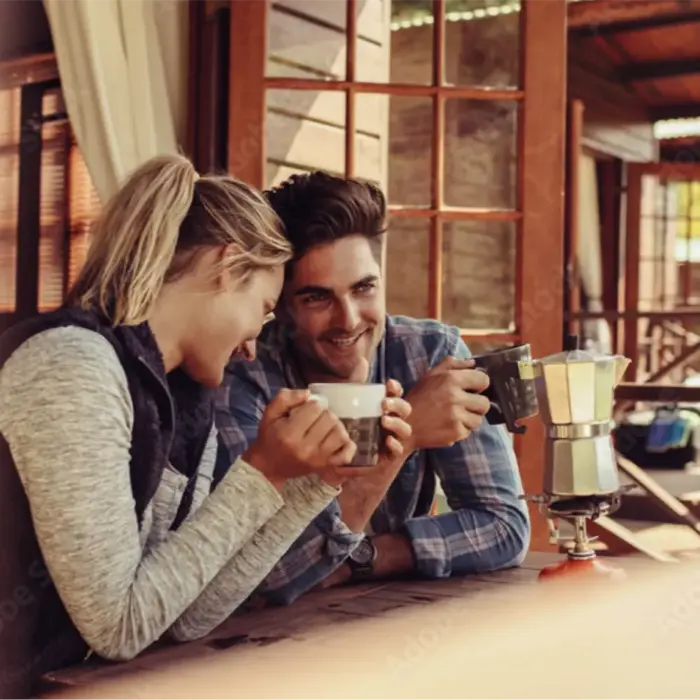 Couples Enjoying Crockett Coffee 